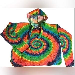 Wild Bill's Baja Co. Drug Rug Tie Dye Men's M Hoodie Multiple Color Swirl 90s